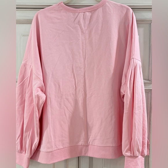 PRELOVED SZ L Fantastic Fawn Pink Women’s Sweatshirt with Bow Accents - Picture 5 of 9